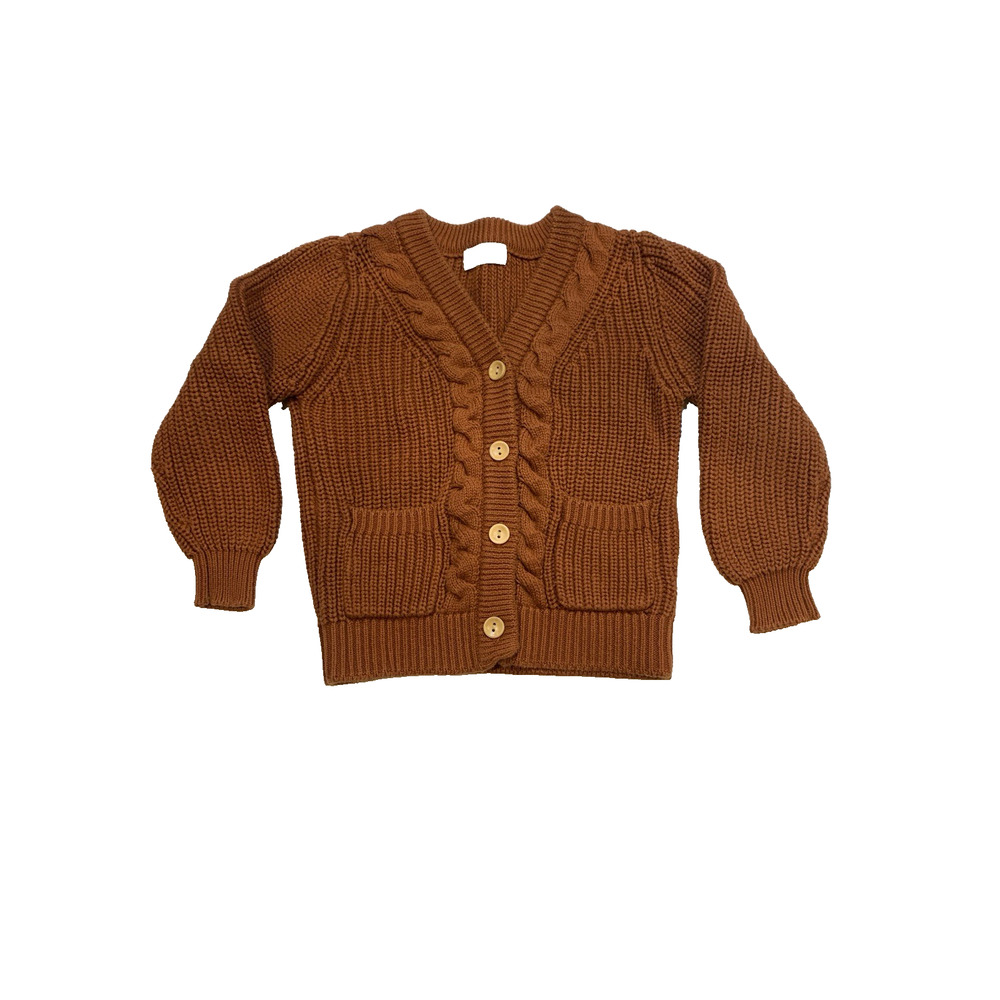 Lacey Lane Toddler Knit Cardigan Sweater Rust Orange Button Unisex Size 3